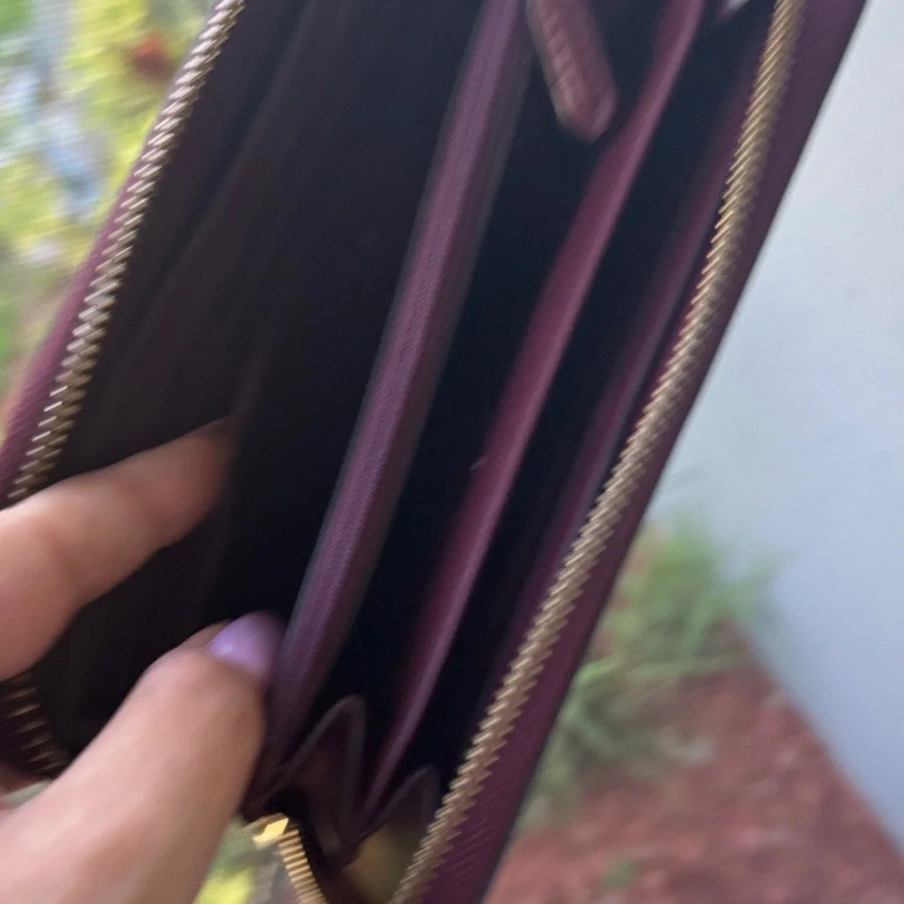 kate spade Burgundy Saffiano Zip Around Wallet